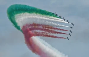 In the climax of their performance, the Frecce Tricolori salute their home country of Italy at the 2024 Ocean City Air Show.