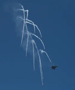 The highlight of the F-22 team's performance at NAS Oceana was the extensive deployment of countermeasures.